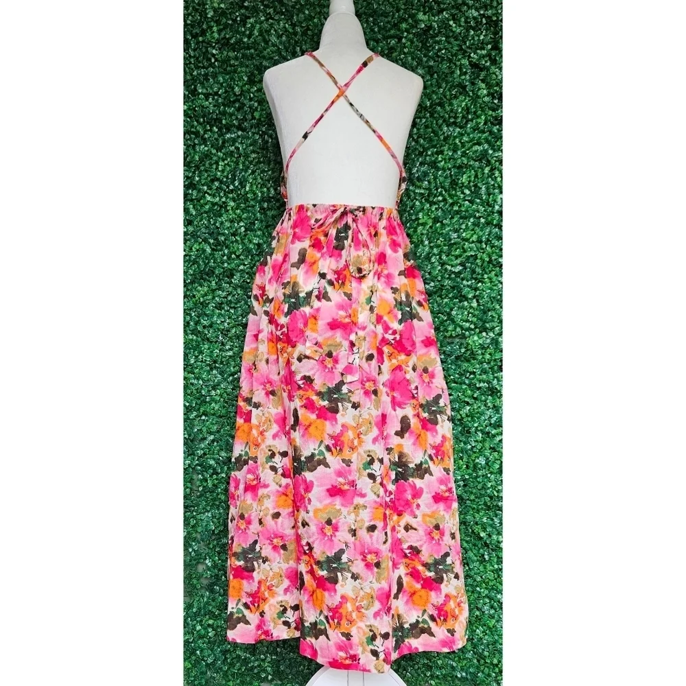 J.Crew Halter-neck cross-back dress in floral cotton voile